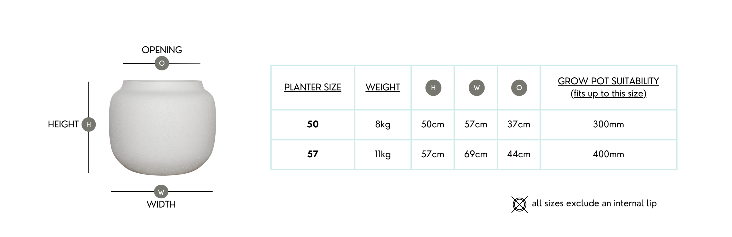 Aphrodite Tub Planter. Pumice Stone