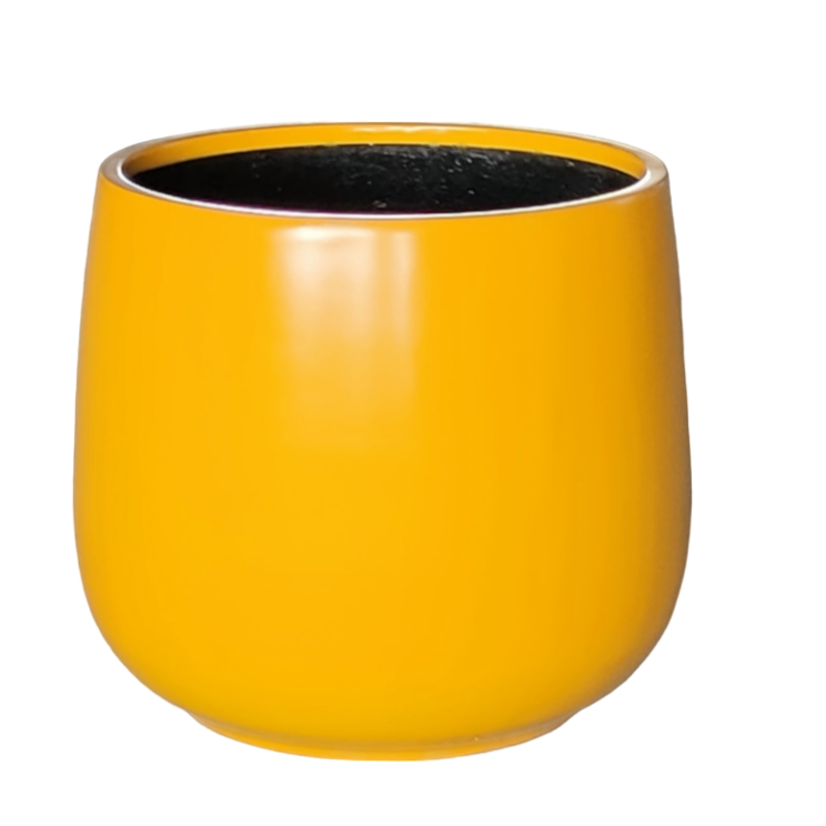 NEW Lightweight Bung Tub Planter Pot in Matt Mustard