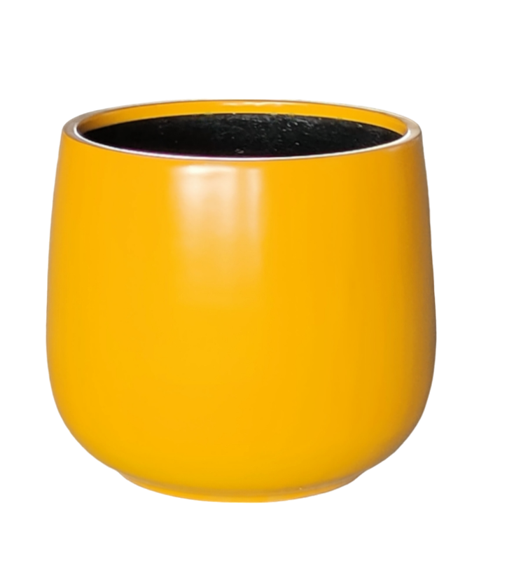 NEW Lightweight Bung Tub Planter Pot in Matt Mustard