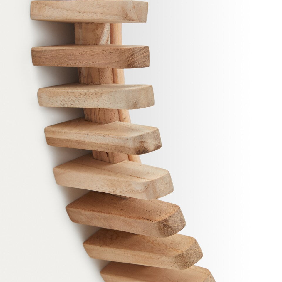 Poke Round Wooden Mirror