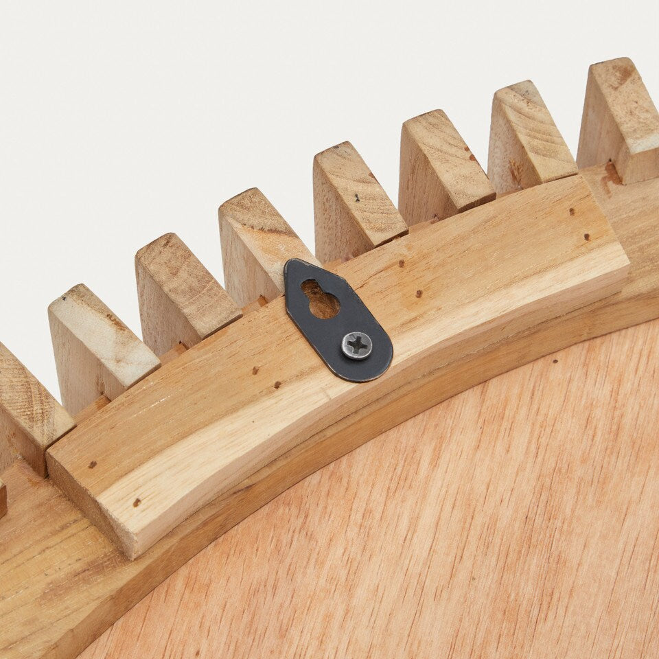 Poke Round Wooden Mirror