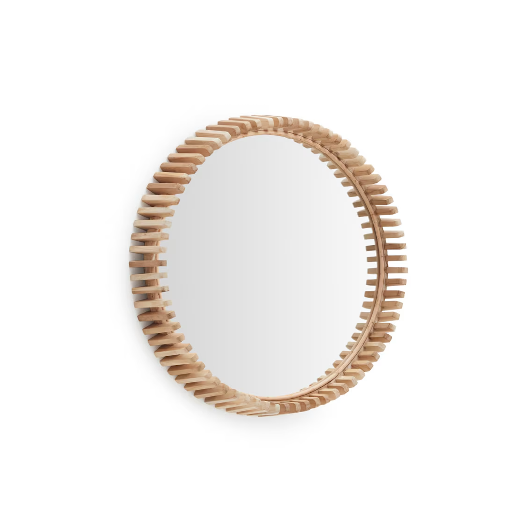 Poke Round Wooden Mirror