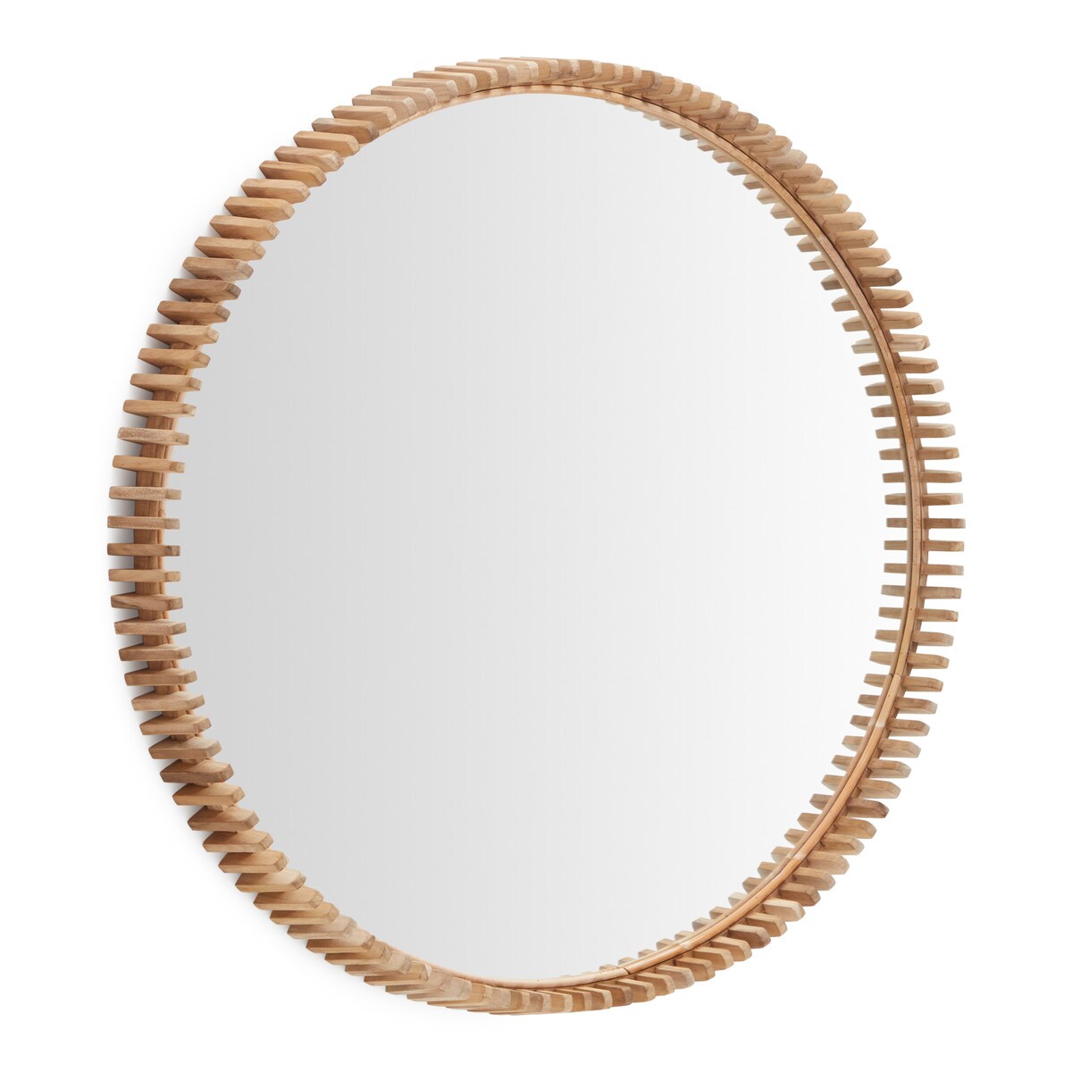 Poke Round Wooden Mirror