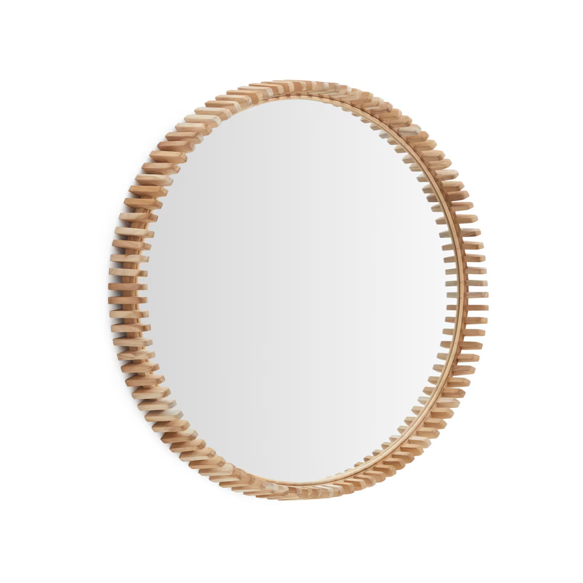 Poke Round Wooden Mirror