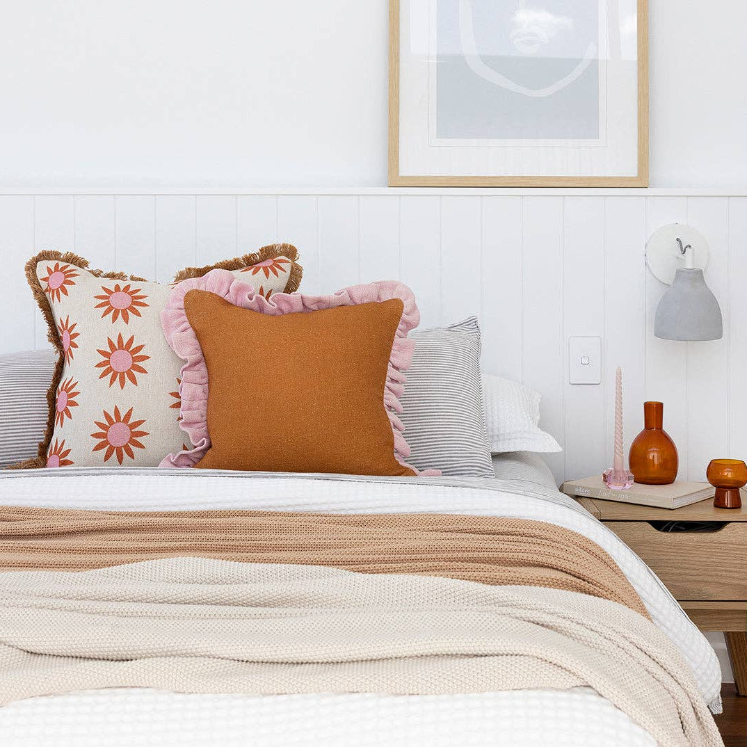 WHOLESALE Pecan Frill Cushion - Cover Only