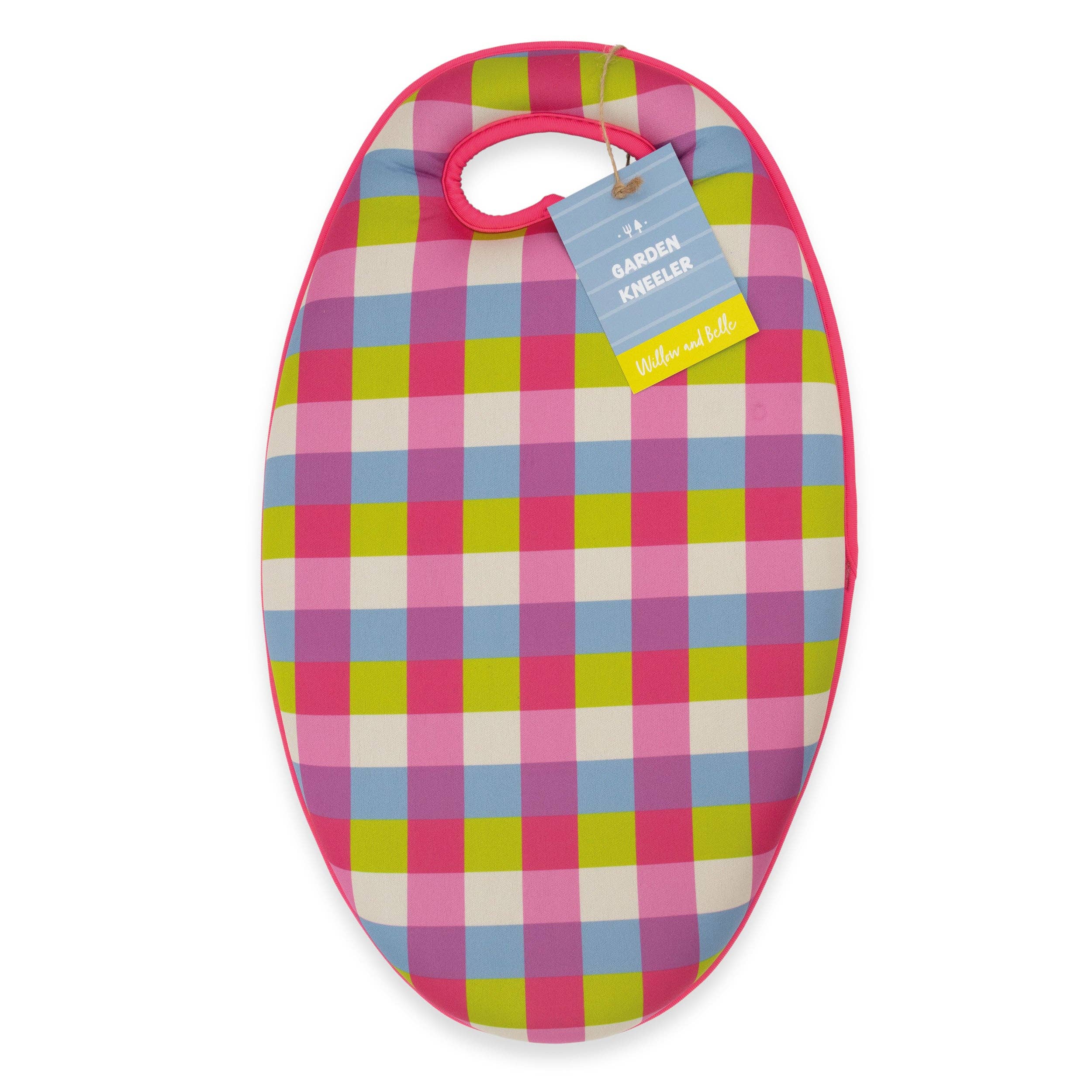 Willow and Belle Garden Kneeler - Pink Gingham Design - Padded Memory Foam