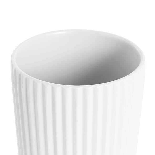 Ceramic Ribbed Pot in Matte White