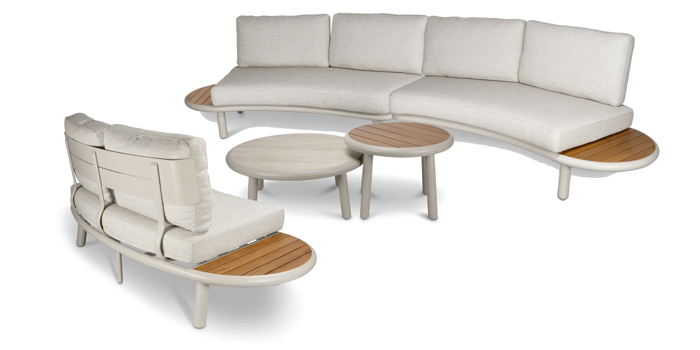 Evolve Curved Lounge 2 & 4 Seater with Coffee and Side Table Set