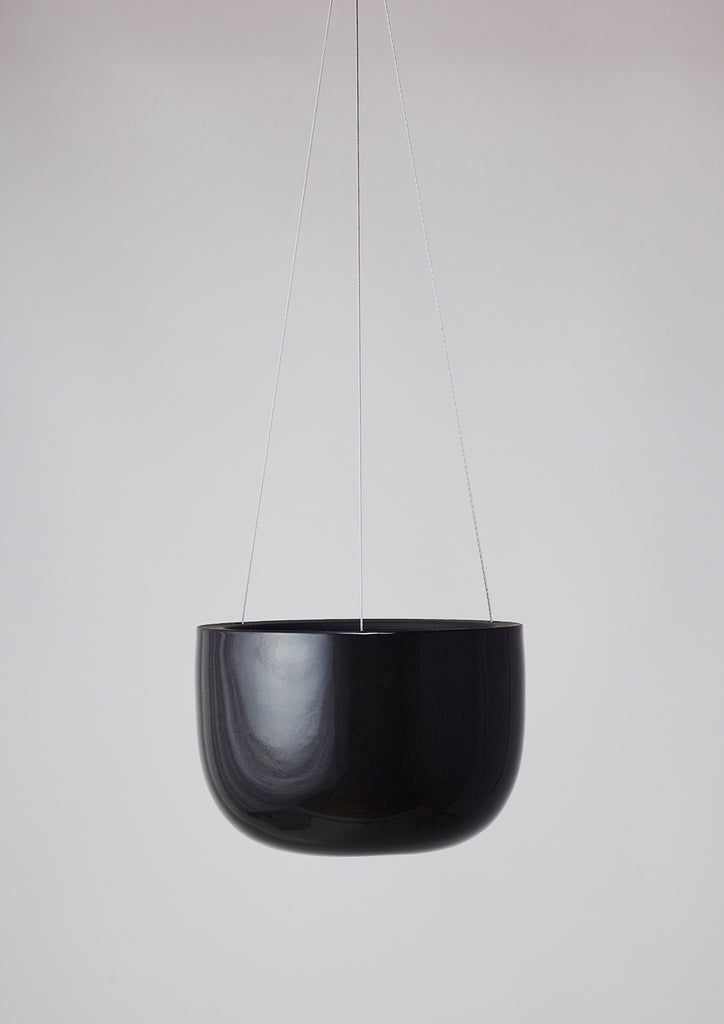 Glazed Earth Hanging Planter Black Onyx