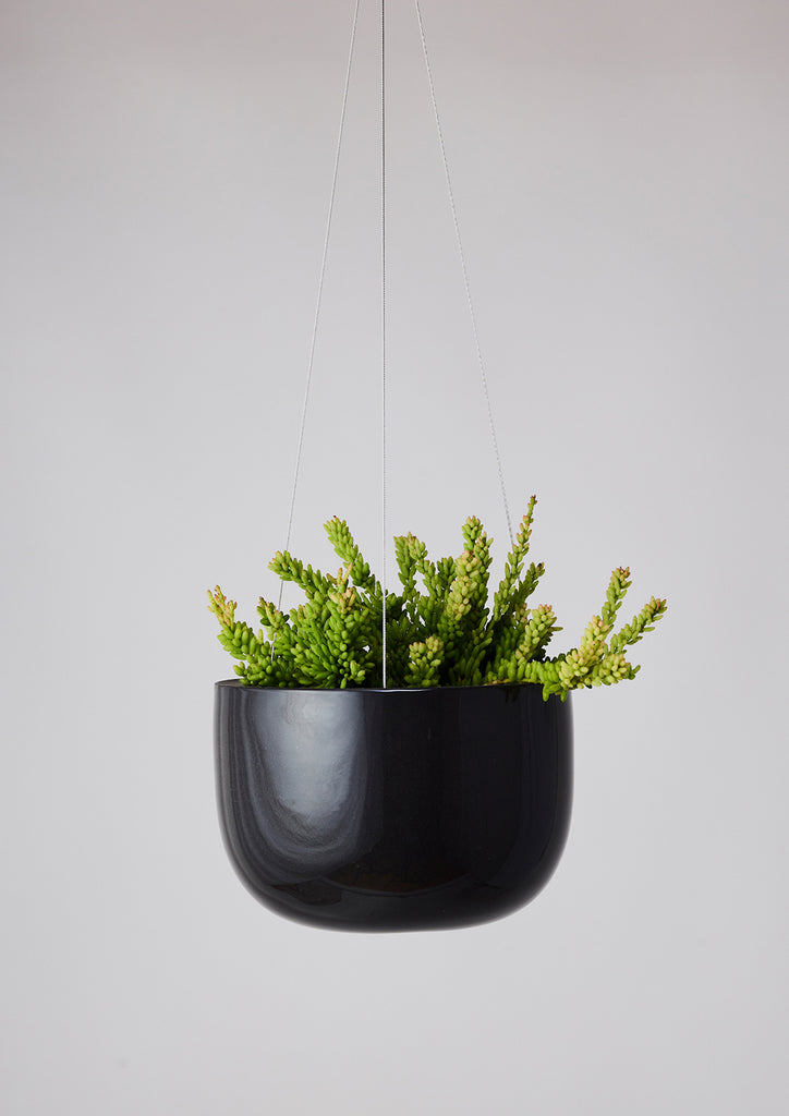 Glazed Earth Hanging Planter Black Onyx
