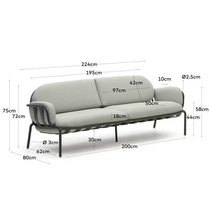 Joncol Outdoor Aluminium Sofa - Sage