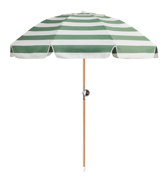 Luxury Beach Umbrella 1.8m Sage Stripe