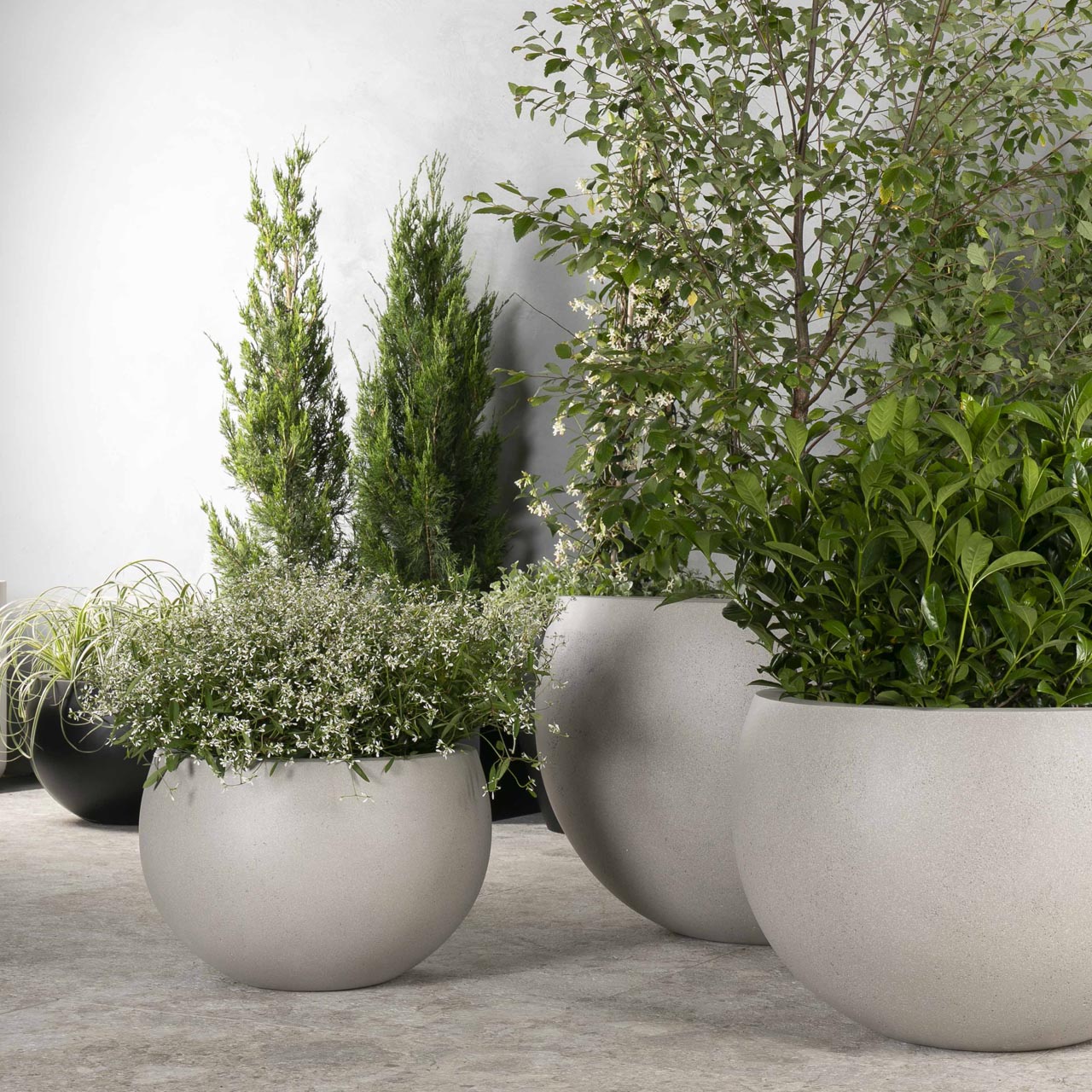 indoor plant pots melbourne NEW Lightweight Indoor Ball Planter Pot in Grey Stone – Terrace Outdoor Living