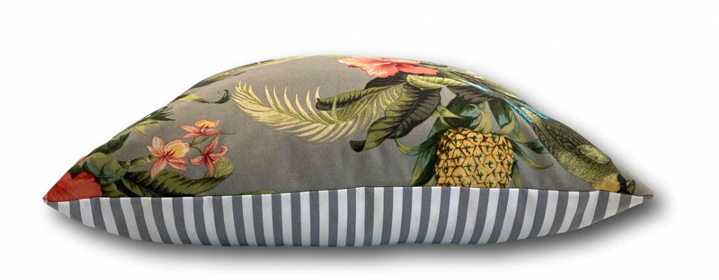 'Parrots' in Feather Grey Cushion