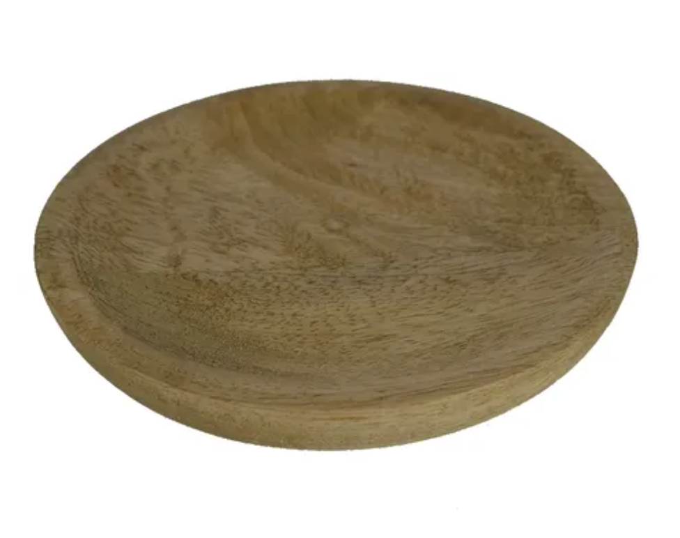 Round Candle Plate - Wood