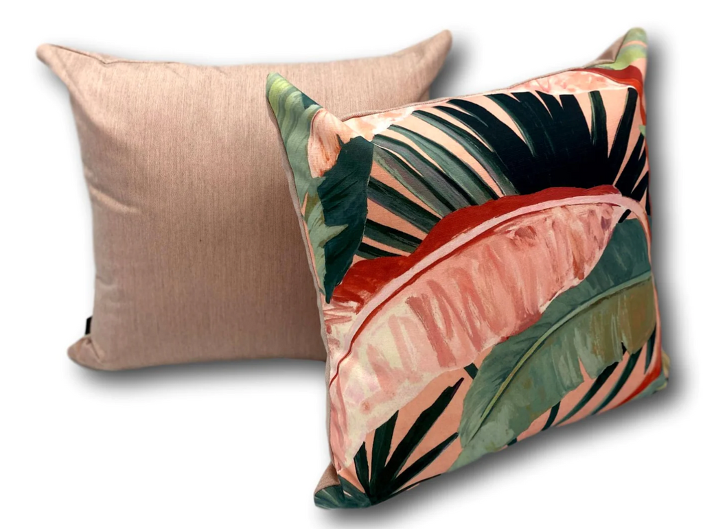 Tropical in Coral Square Cushion