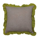 WHOLESALE - Block Frill Filled Cushion 45cm - Grey with Olive Frill