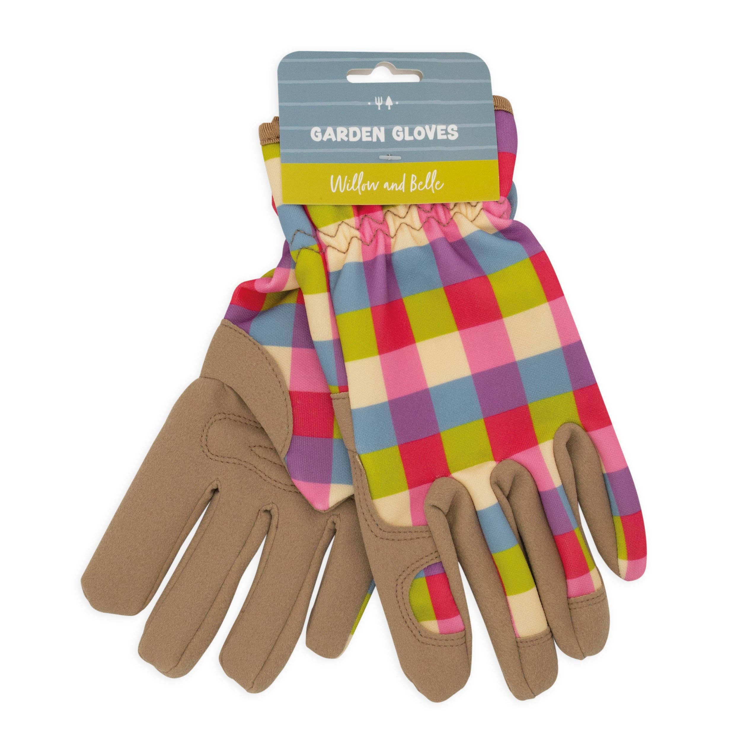 Willow and Belle Gardening Gloves - Women's One Size – Pink Gingham Design