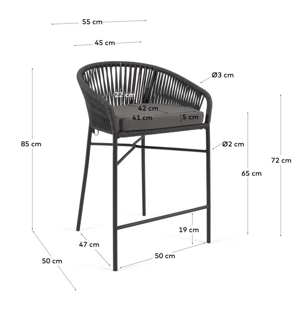 Yanet Rope Stool - Grey
